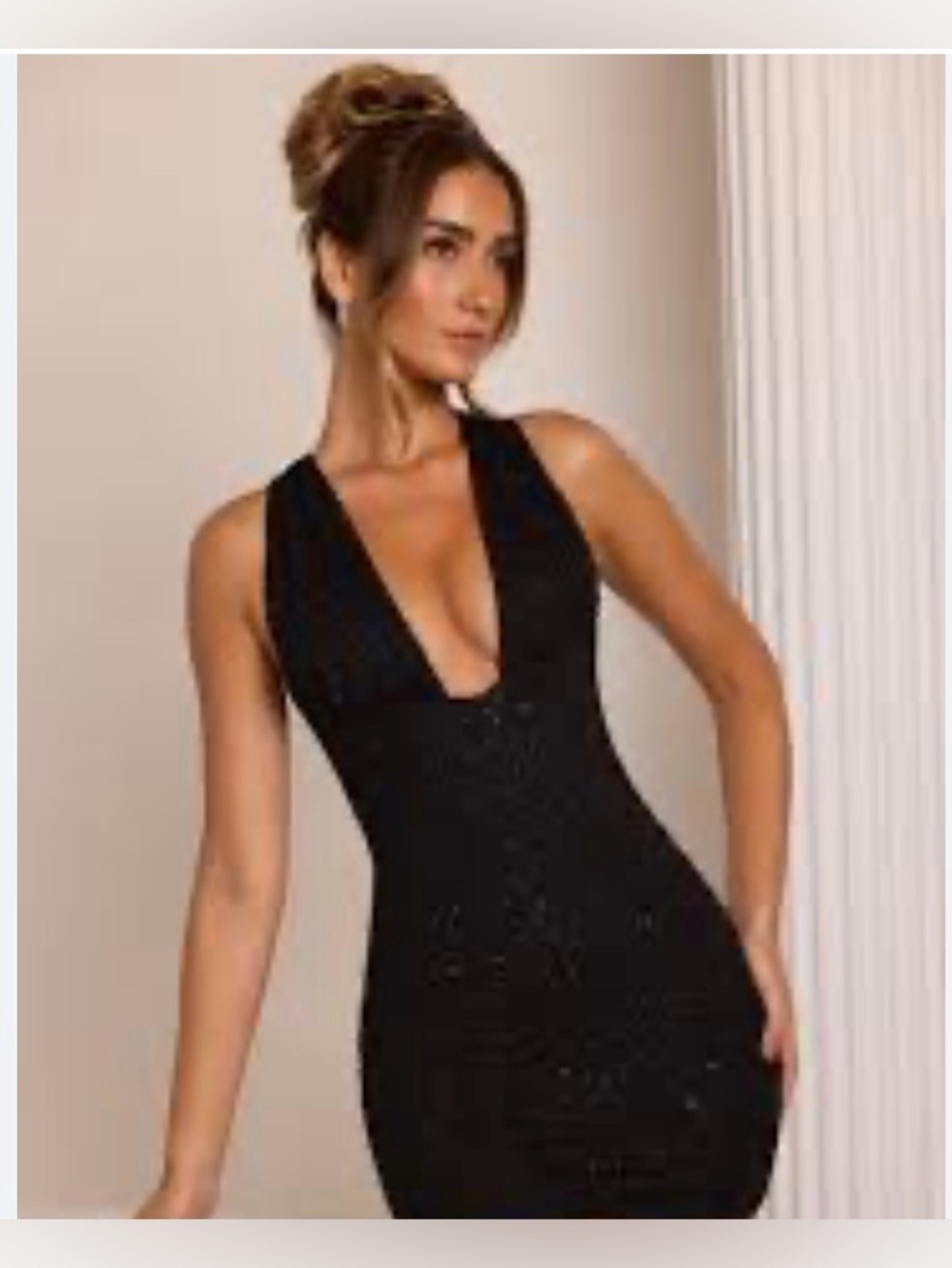 Oh Polly Black Plunge Halter Mini Dress